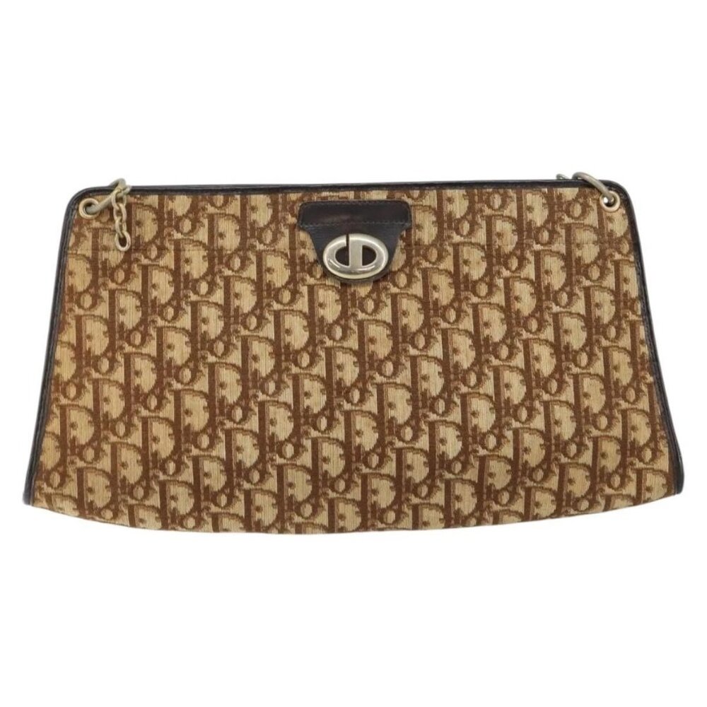 Christian Dior Trotter Canvas Shoulder Bag Brown Gold Auth 147503 - Picture 11 of 15